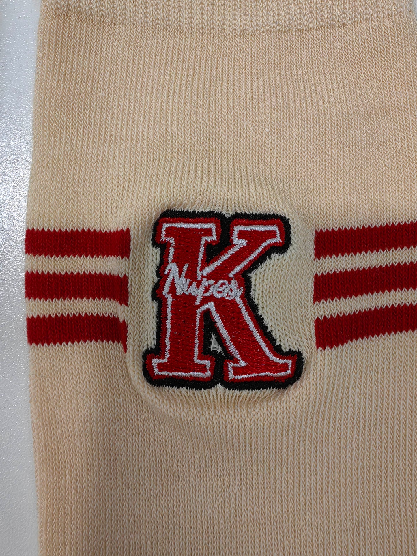 Krimson and Kream Embrodiary K socks- Exclusive design
