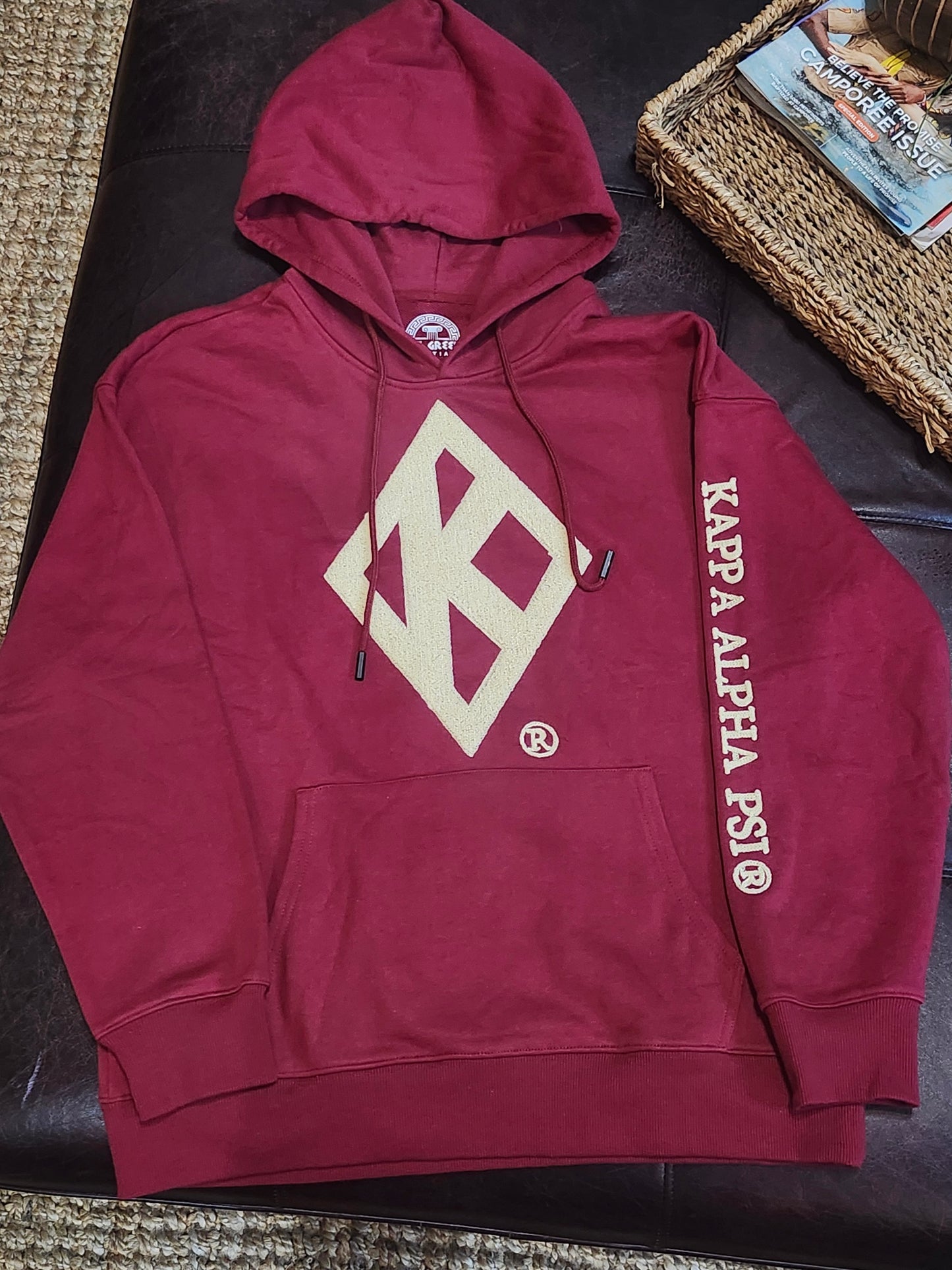 Exclusive- Kappa Alpha Psi Krimson and Kream Chenille Diamond K hoodie (Copy)