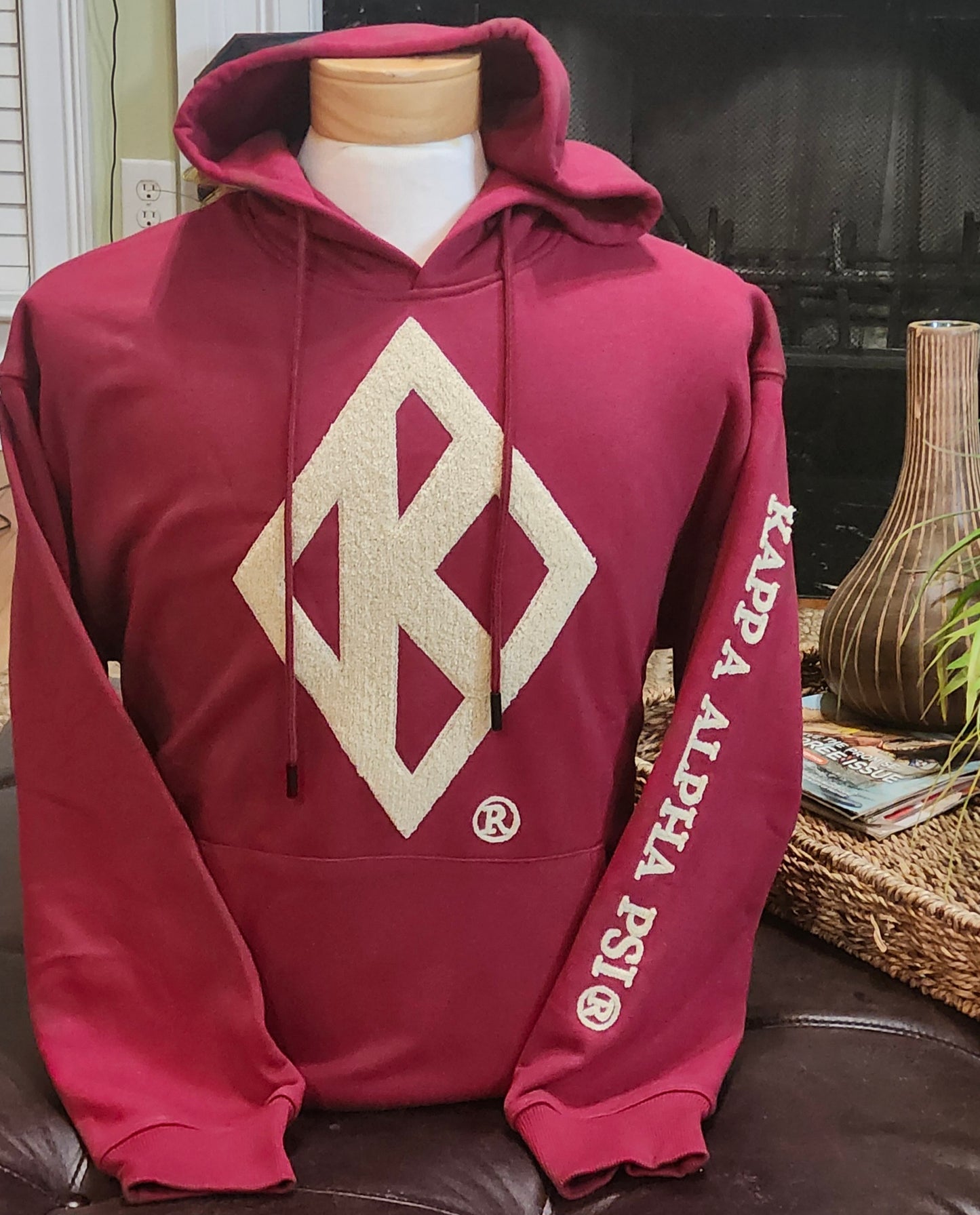 Exclusive- Kappa Alpha Psi Krimson and Kream Chenille Diamond K hoodie (Copy)