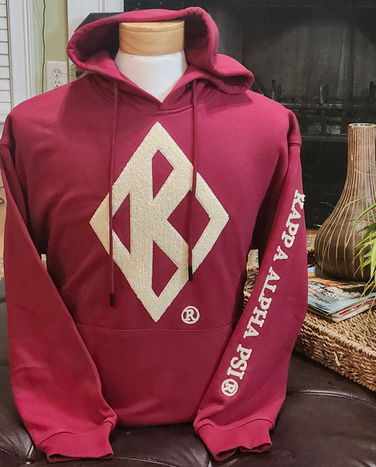 Exclusive-  Kappa Alpha Psi Krimson and Kream Chenille Diamond K hoodie (Copy)