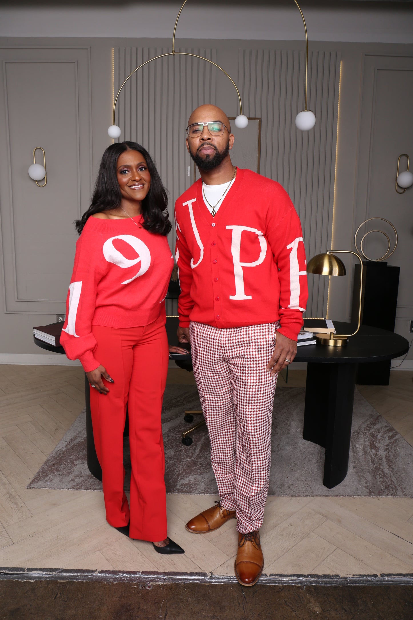 EXCLUSIVE !!! Red and White NUPE button down sweater