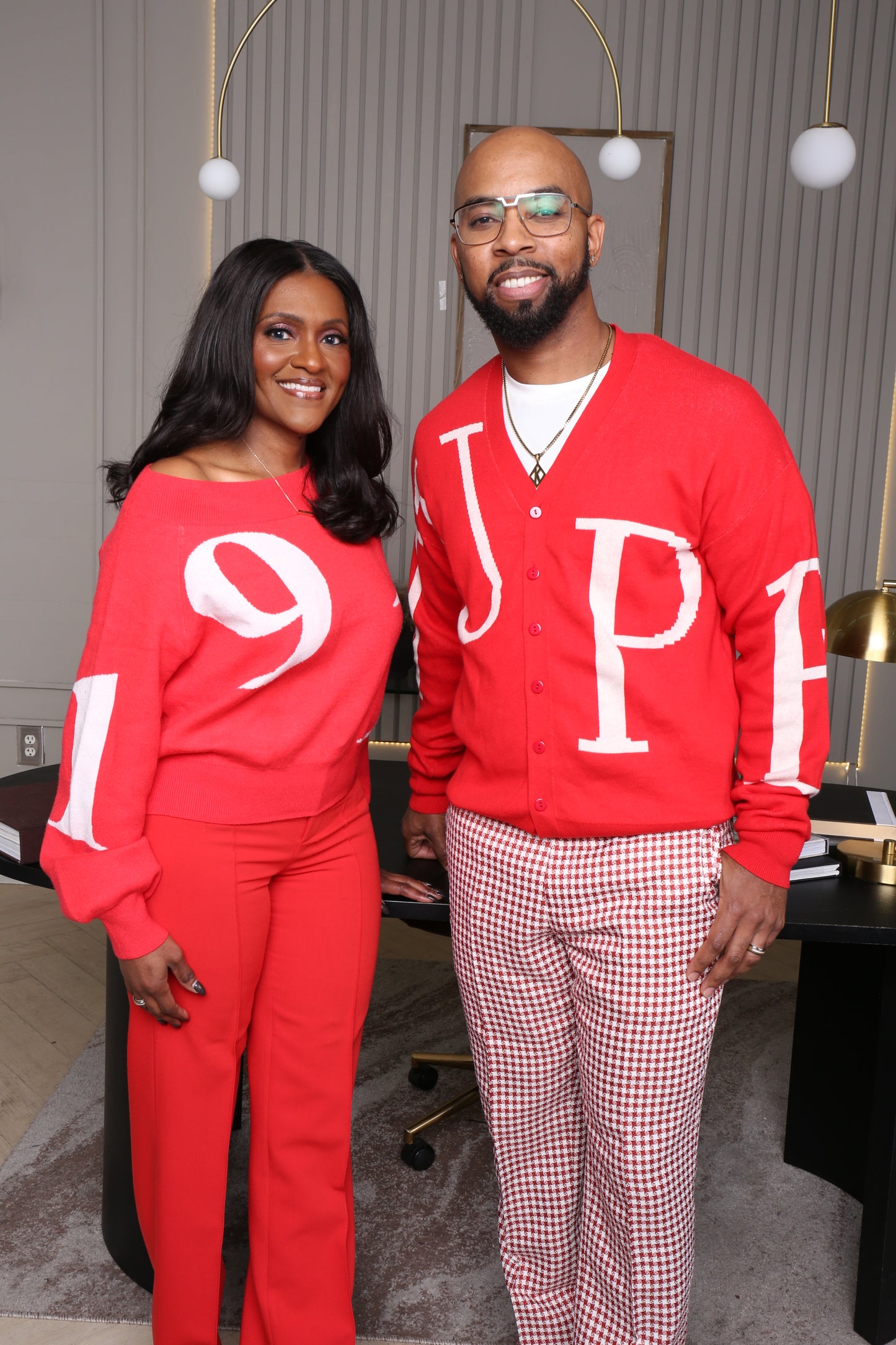 EXCLUSIVE !!! Red and White NUPE button down sweater