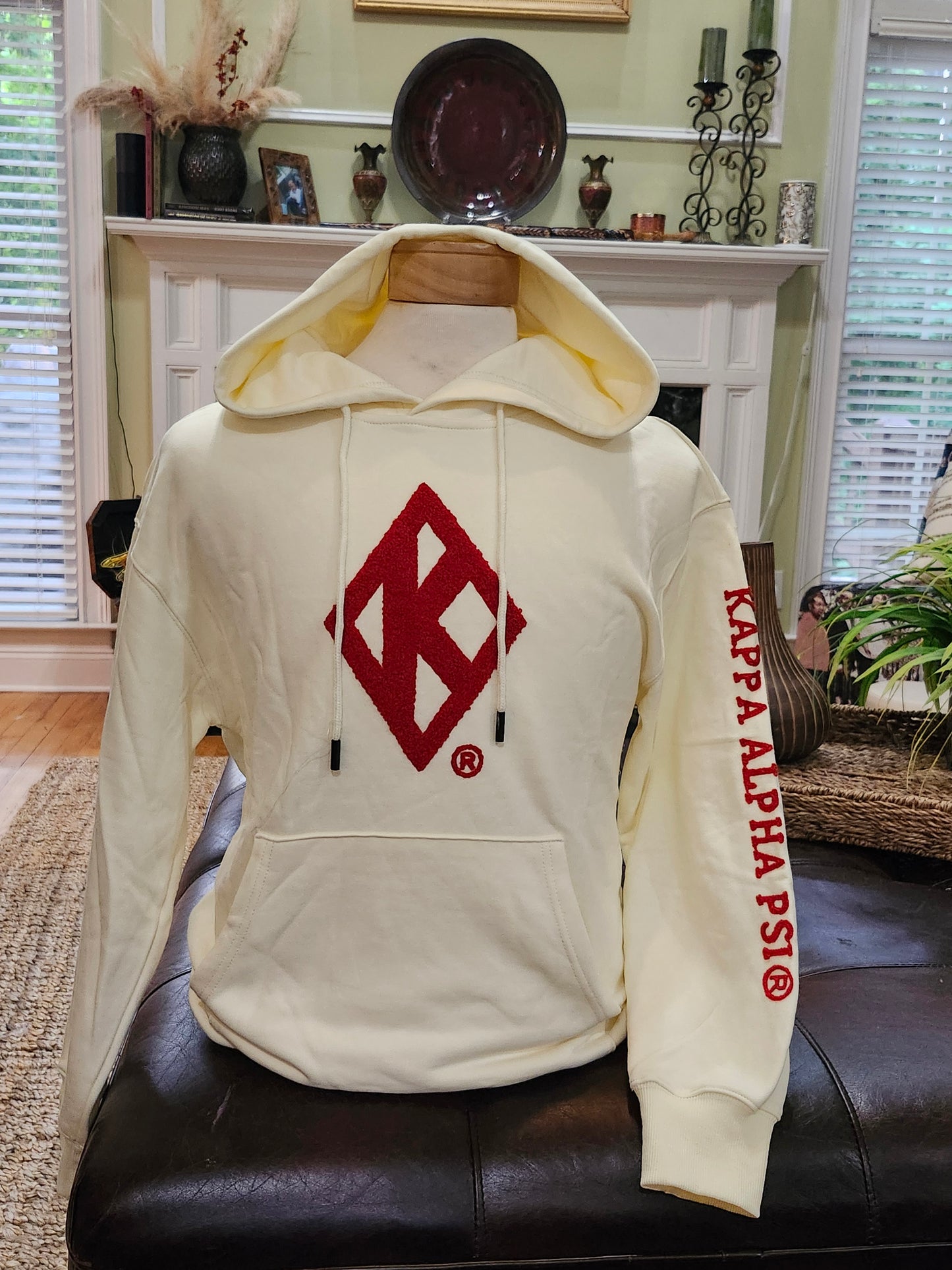 Exclusive- Kappa Alpha Psi Krimson and Kream Chenille Diamond K hoodie