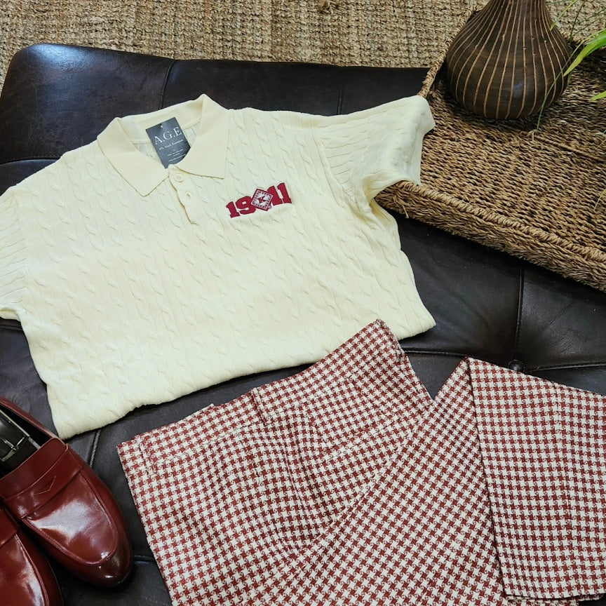 Krimson and Kream Houndstooth Pants (Restock Due 04/2025)