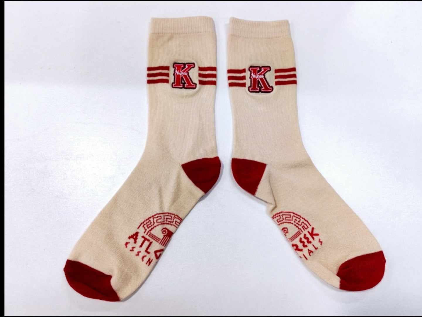 Krimson and Kream Embrodiary K socks- Exclusive design