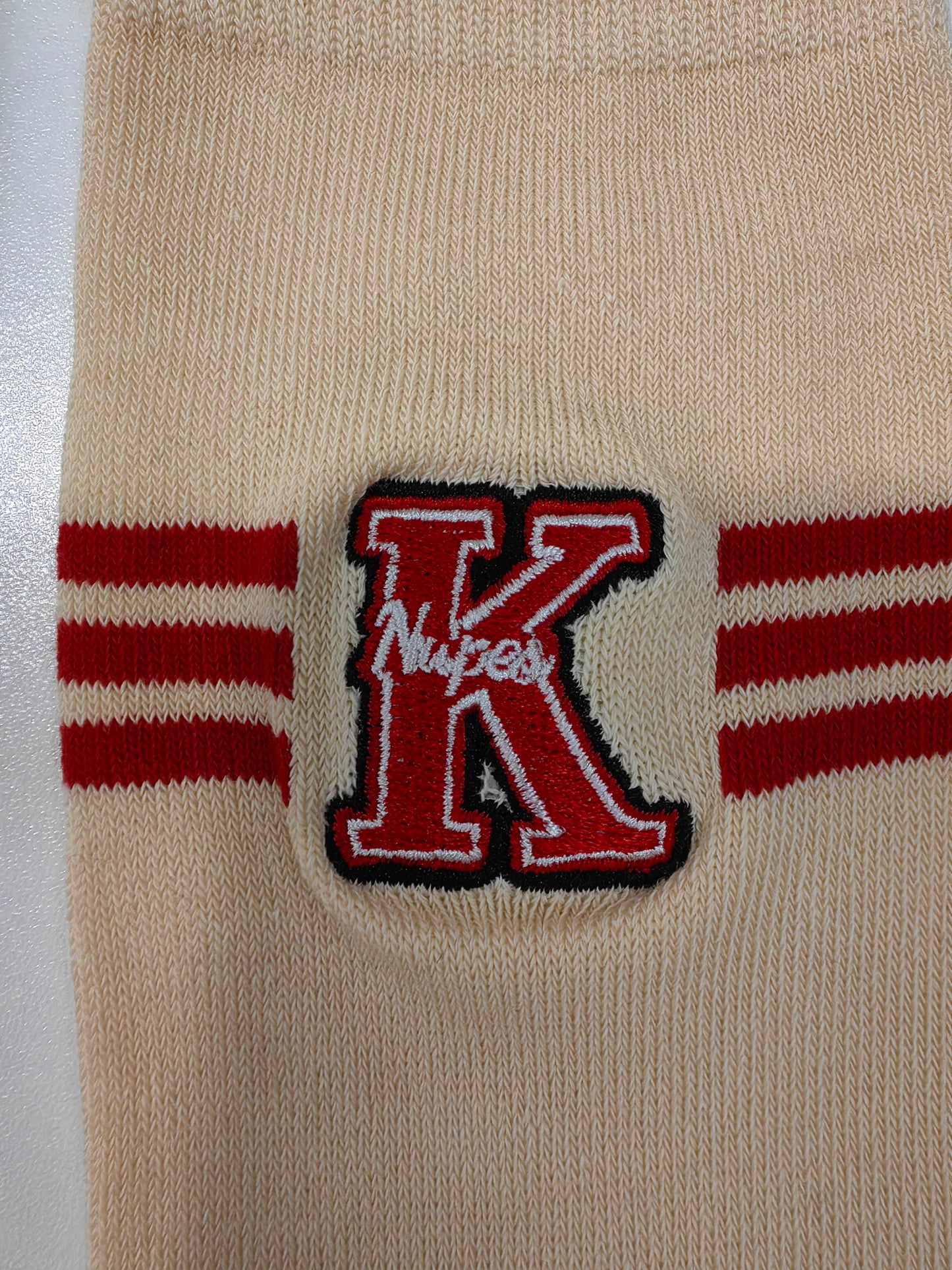 Krimson and Kream Embrodiary K socks- Exclusive design