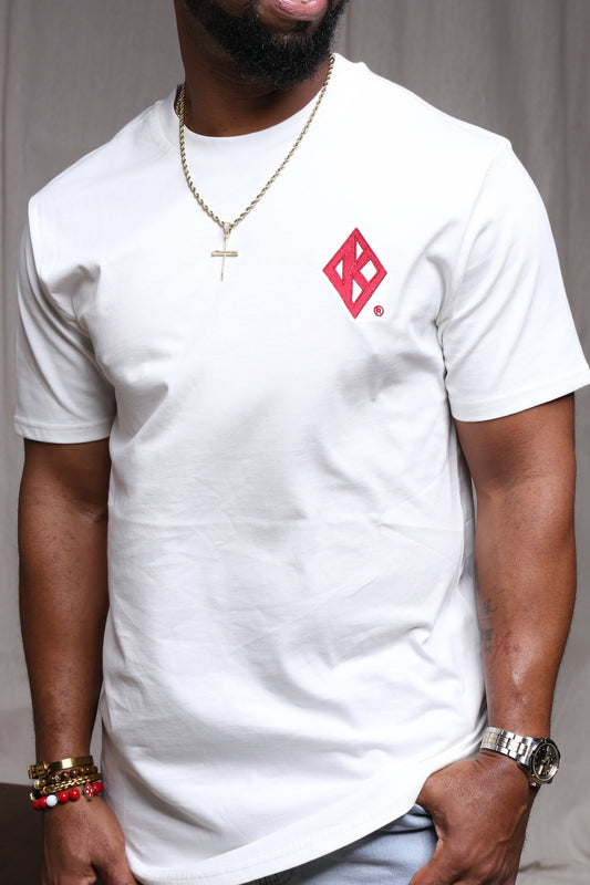 Floating  Diamond K  White short sleeve Crew Neck Tee