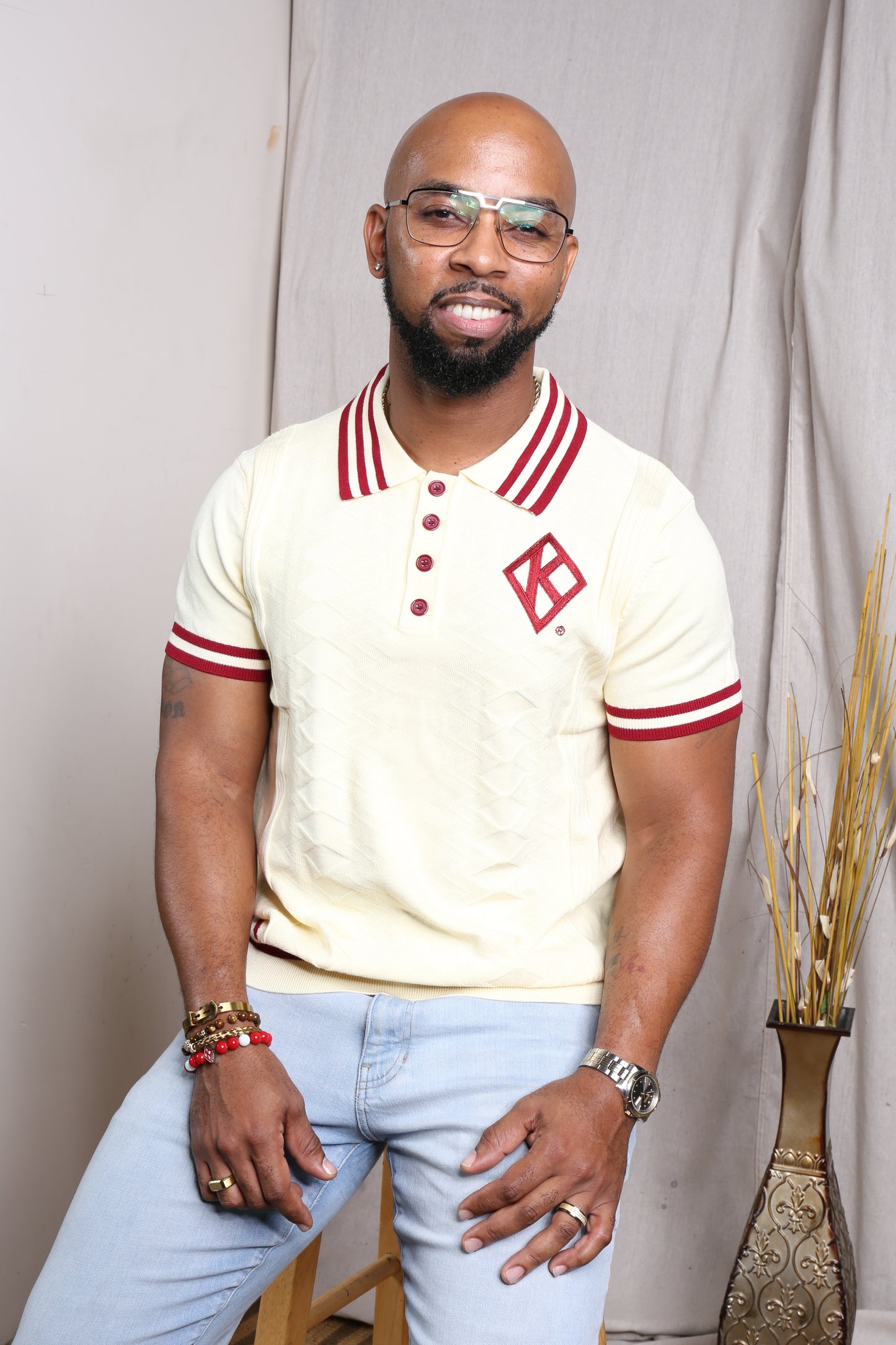 Exclusive Kappa  Alpha Psi  Floating  Diamond Polo knit shirt