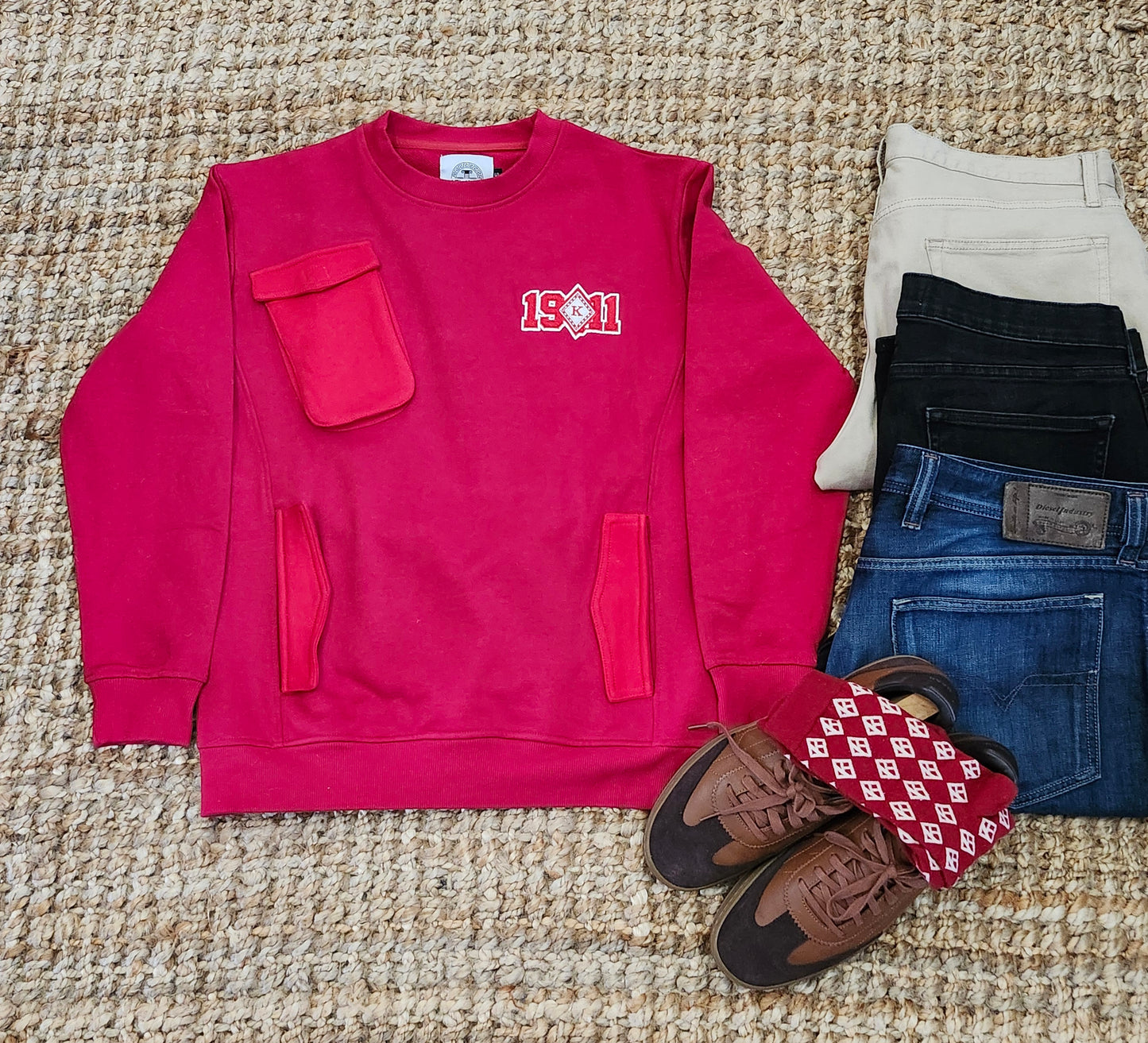 Diamond 1911 Two Tone Red Crewneck Sweater