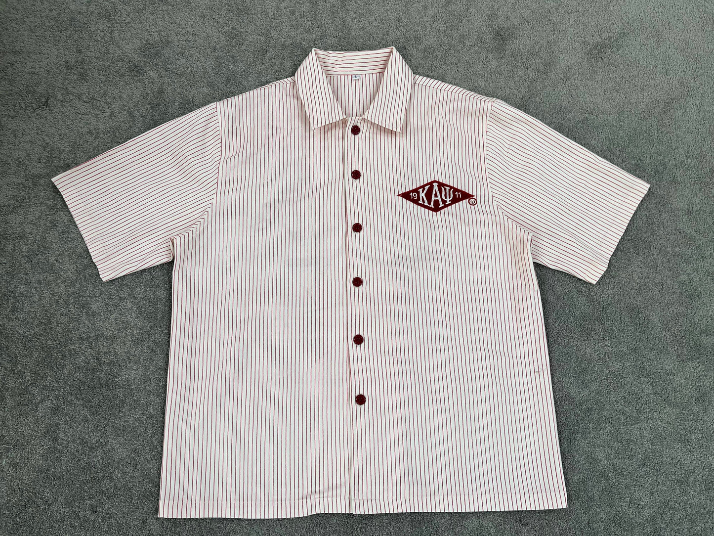 Krimson and Kream Twill button up short sleeve Shirt