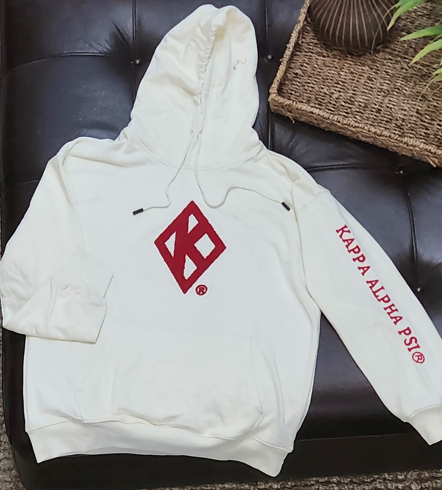 Exclusive-  Kappa Alpha Psi Krimson and Kream Chenille Diamond K hoodie