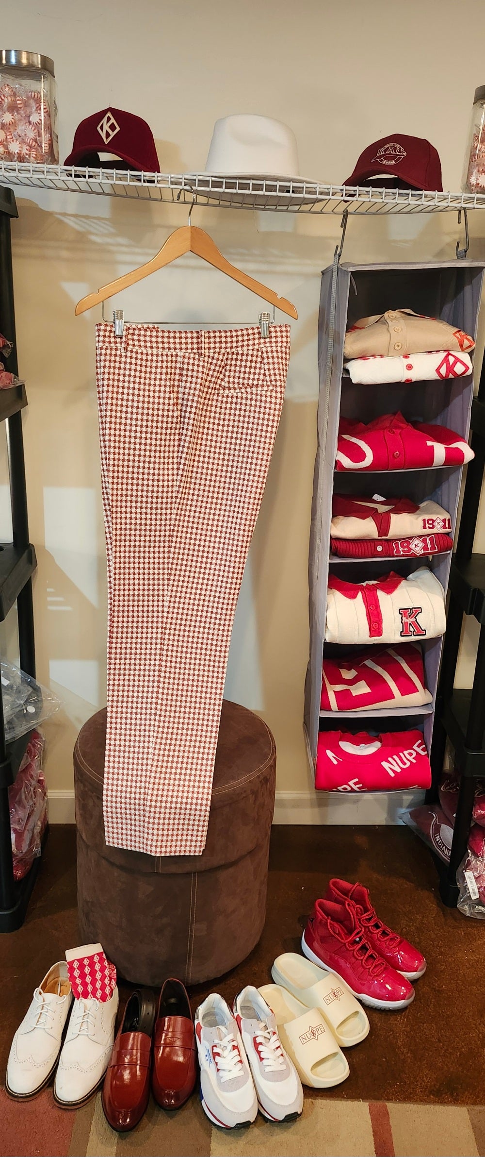 Krimson and Kream Houndstooth Pants (Restock  Due 10/20/2024)