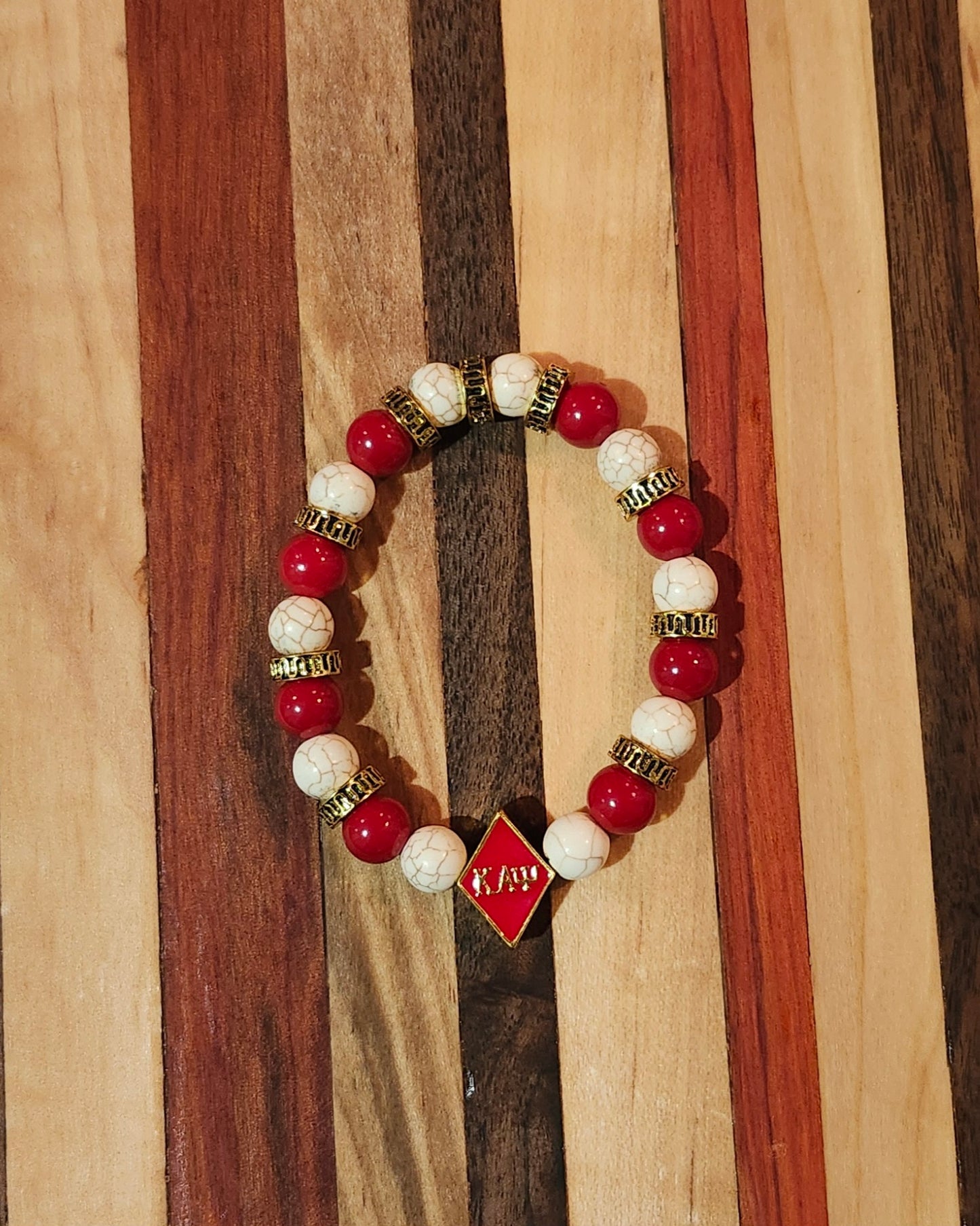 Red and White marble with gold accents