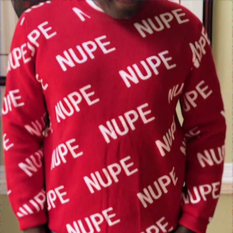 Red and White NUPE Crewneck