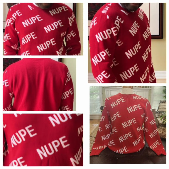 Red and White NUPE Crewneck