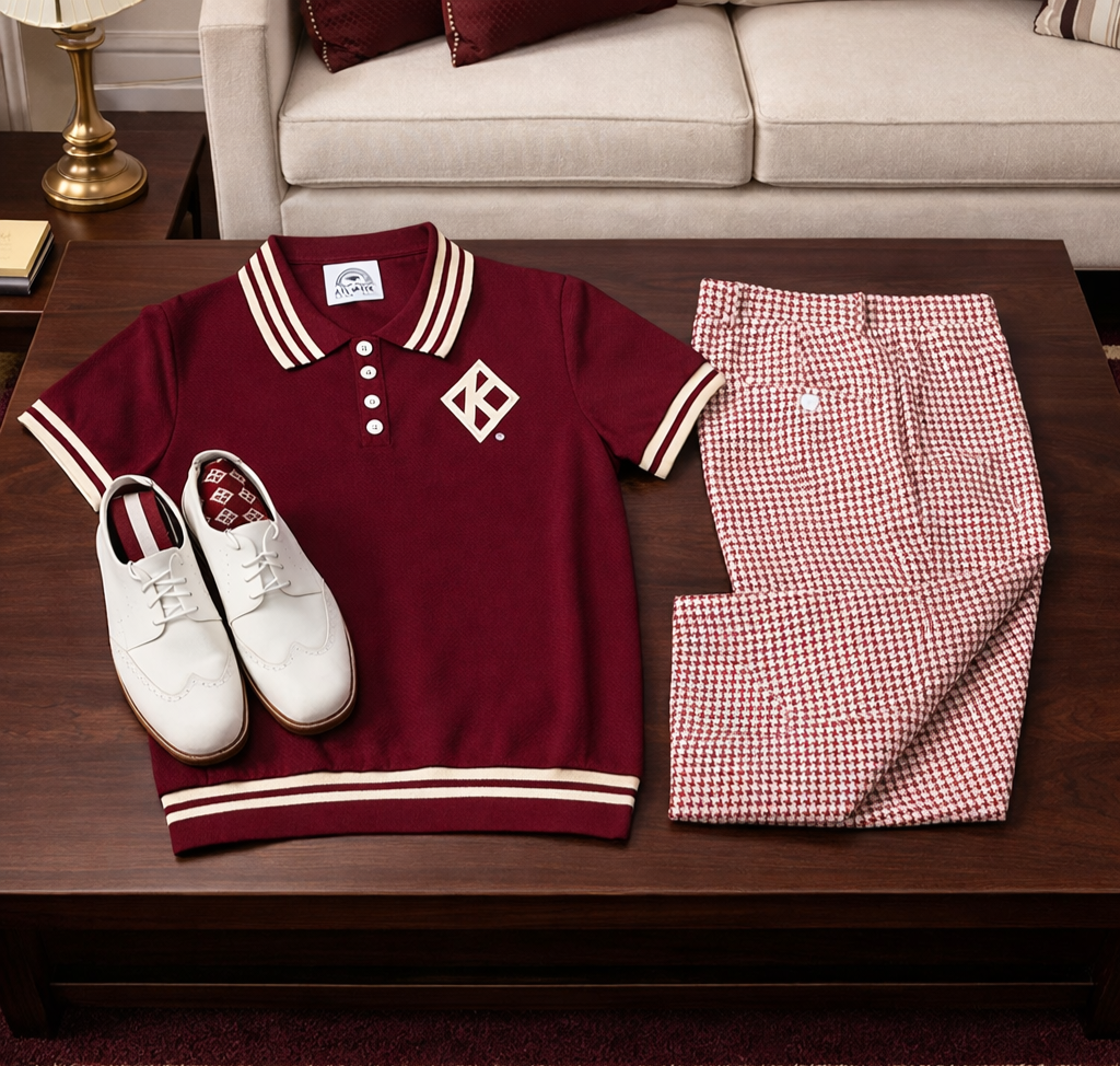 Exclusive -Krimson and Kream   Floating  Diamond K Polo knit shirt (available 7/10/26)