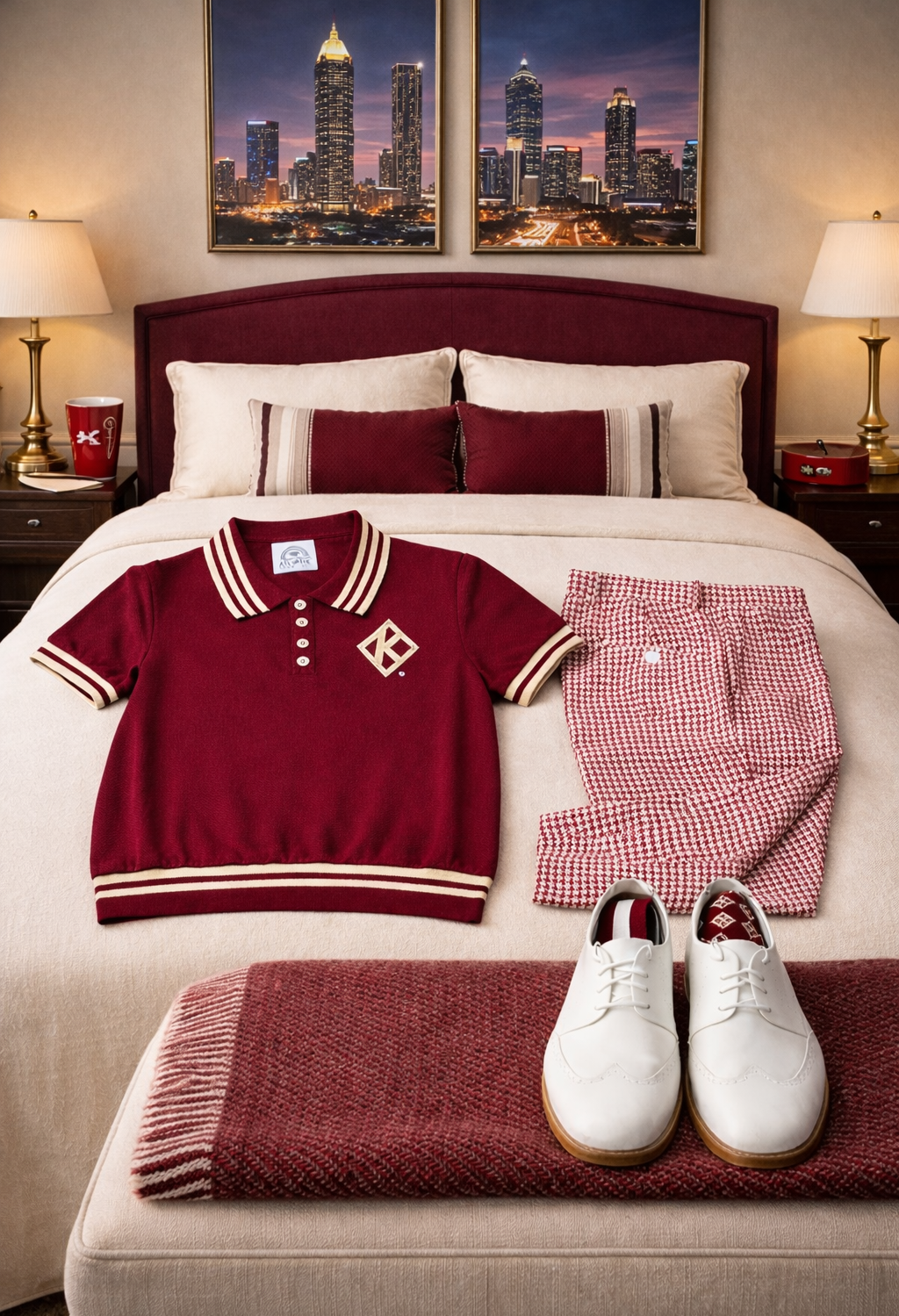 Exclusive -Krimson and Kream   Floating  Diamond K Polo knit shirt (available 7/10/26)