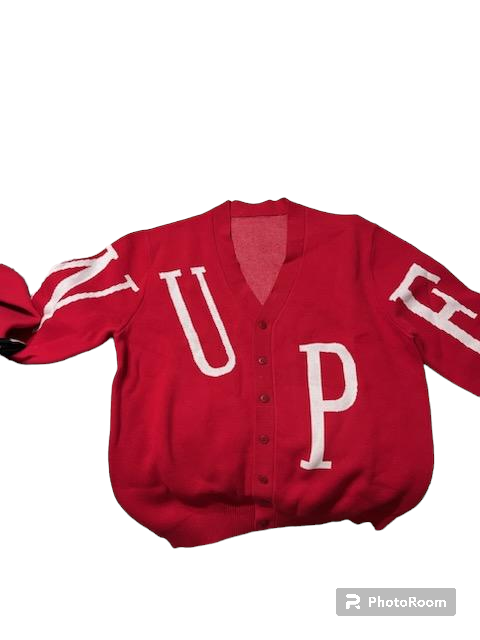 EXCLUSIVE !!! Red and White NUPE button down sweater