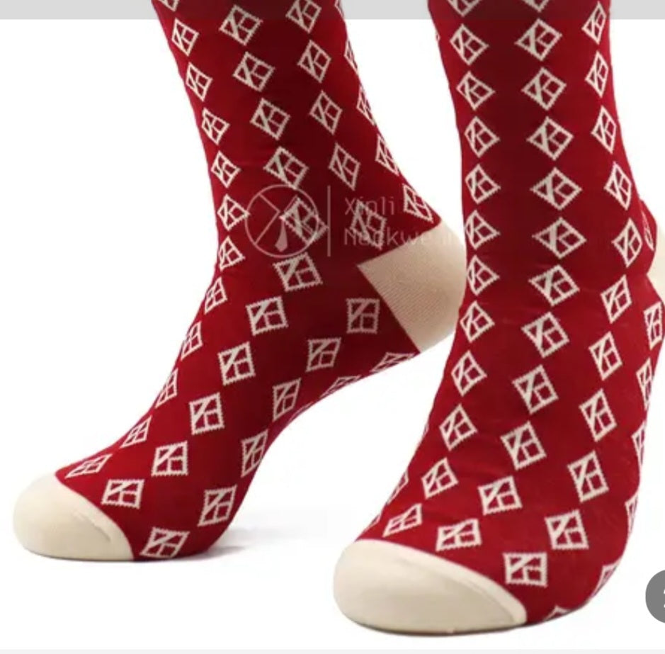 Krimson and Kream Diamond K socks