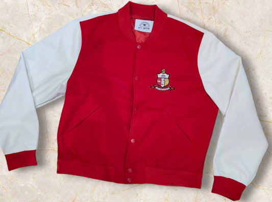 Kappa Alpha Psi Red and White Letterman Jacket