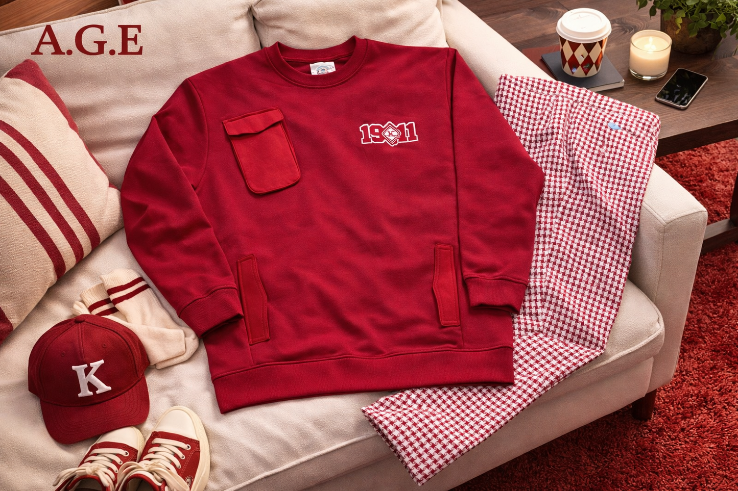 Diamond 1911 Two Tone Red Crewneck Sweater