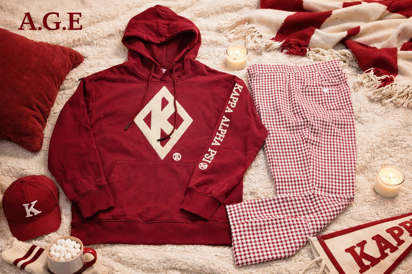 Exclusive-  Kappa Alpha Psi Krimson and Kream Chenille Diamond K hoodie (Copy)
