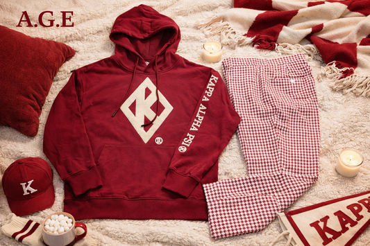 Exclusive-  Kappa Alpha Psi Krimson and Kream Chenille Diamond K hoodie (Copy)